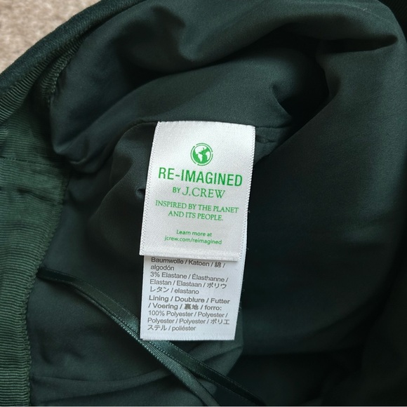 J.Crew Re-Imagined Emerald Green Cotton Stretch Velvet Mini Skirt Size 0 Zip - Picture 5 of 8